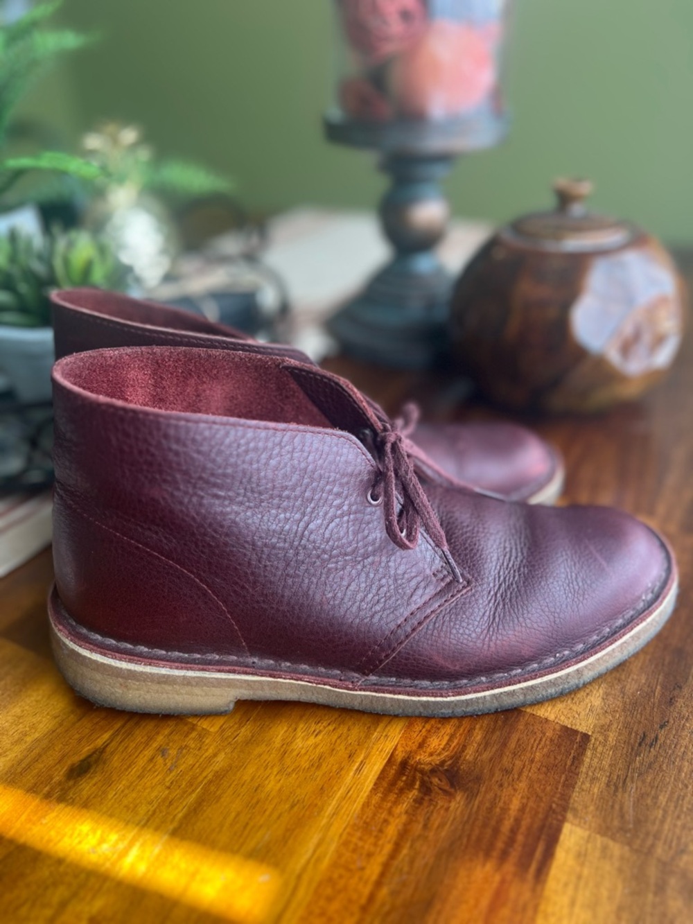Clarks Originals Men's Burgundy Leather Desert Boots